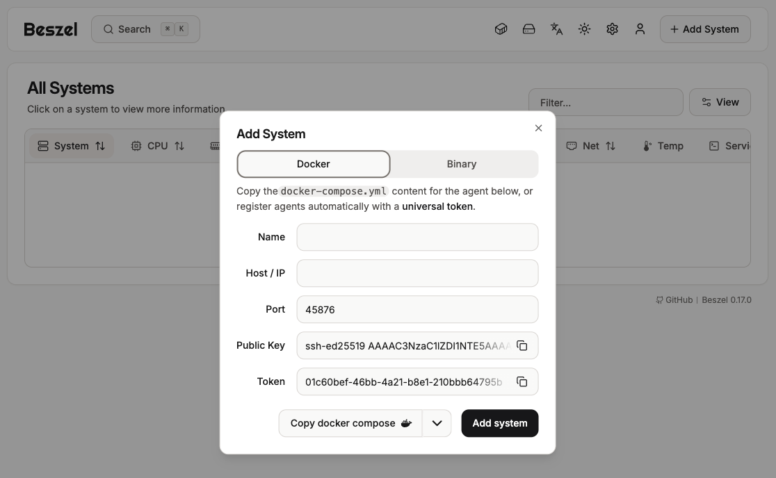 Beszel Add System